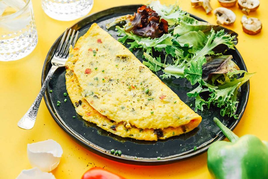 omelet sayuran dengan keju